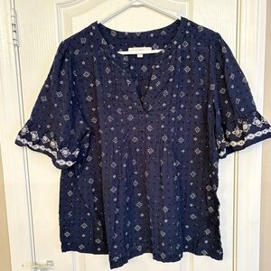 Ann Taylor Loft Women's Wide
Sleeve Pin tuck Notched Neck Top